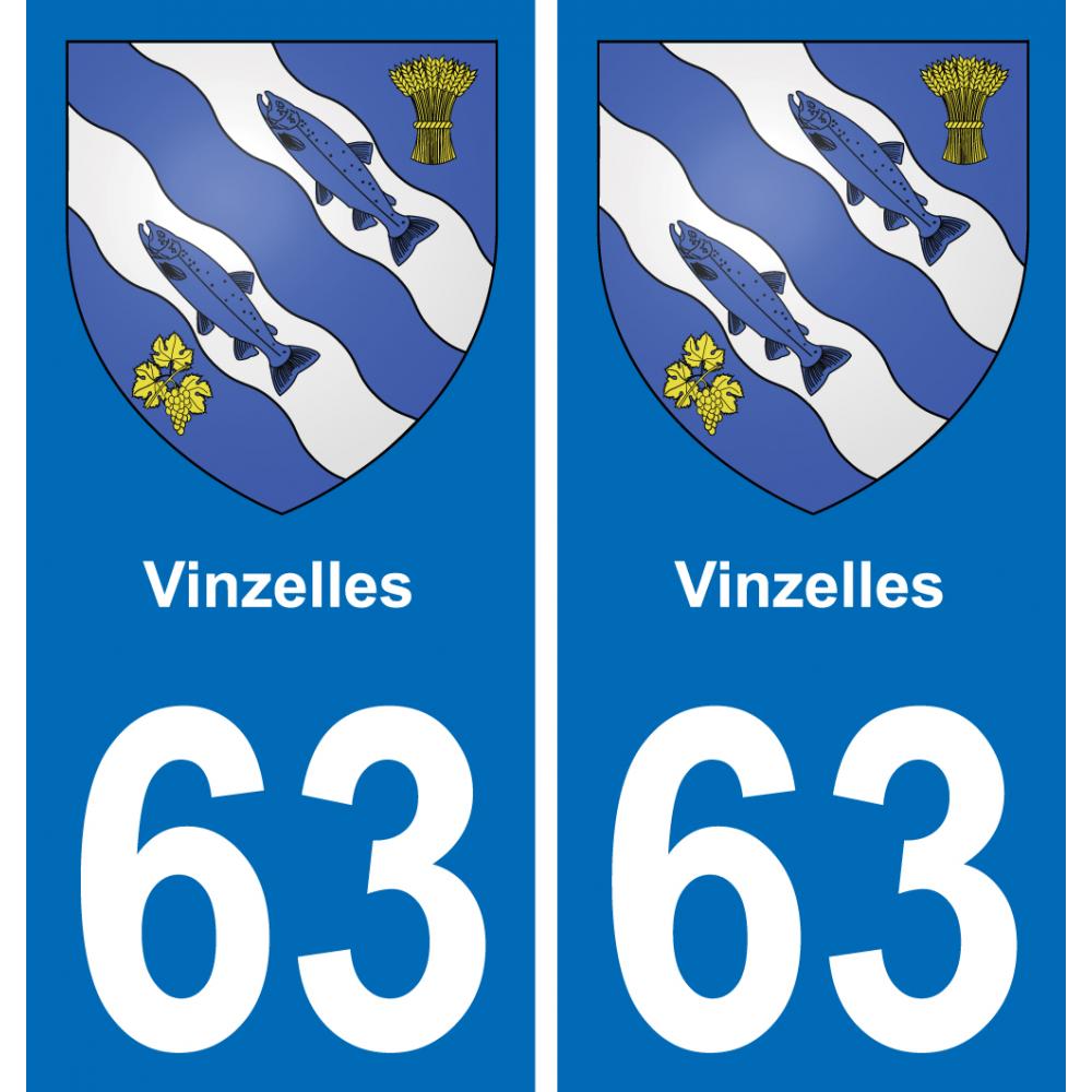 63 Vinzelles blason autocollant plaque stickers ville