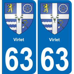 63 Virlet escudo de armas de la etiqueta engomada de la placa de pegatinas de la ciudad