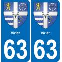 63 Virlet blason autocollant plaque stickers ville