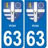 63 Virlet coat of arms sticker plate stickers city
