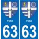 63 Virlet blason autocollant plaque stickers ville