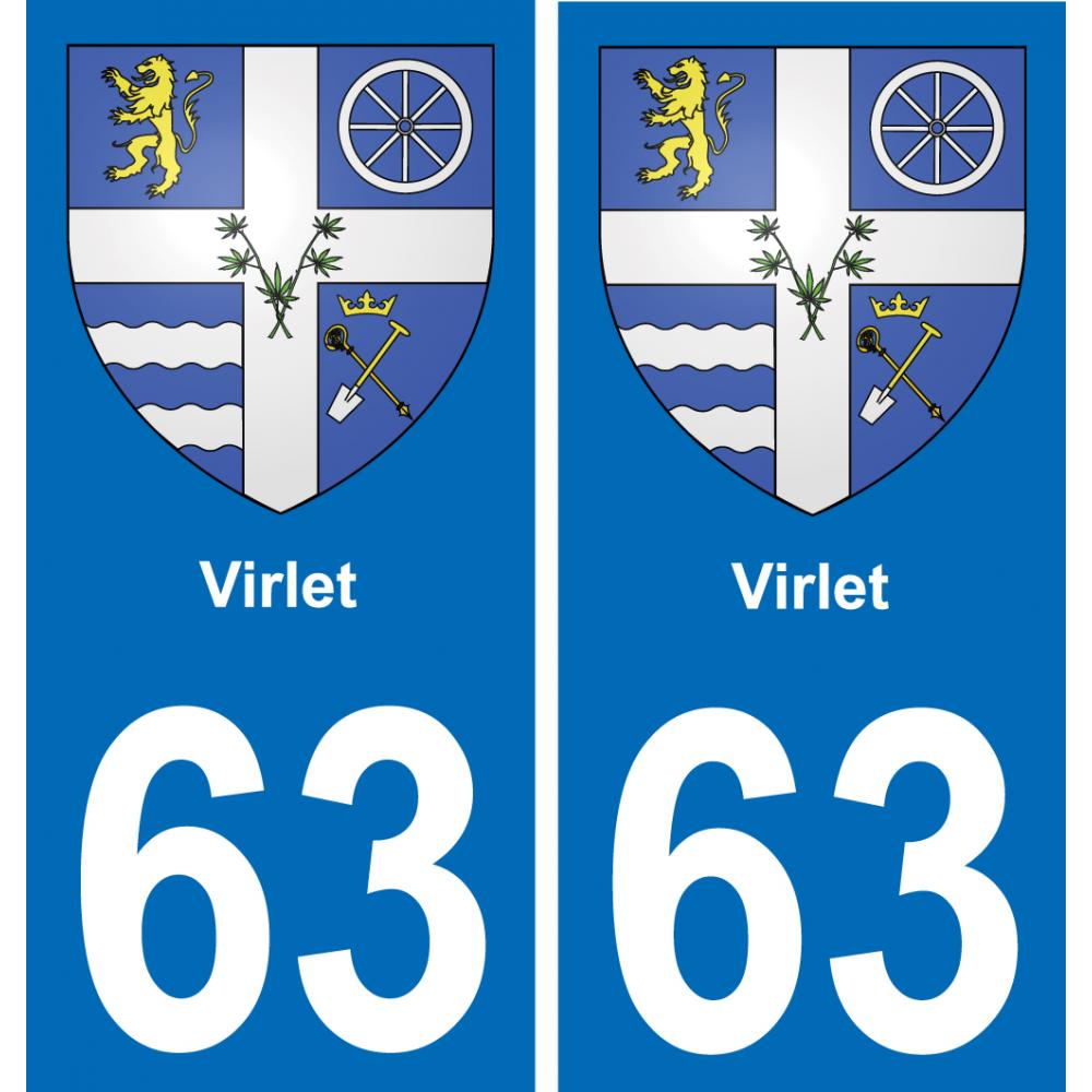 63 Virlet escudo de armas de la etiqueta engomada de la placa de pegatinas de la ciudad