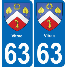 63 Vitrac escudo de armas de la etiqueta engomada de la placa de pegatinas de la ciudad