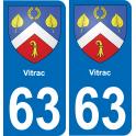 63 Vitrac coat of arms sticker plate stickers city