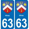 63 Vitrac coat of arms sticker plate stickers city