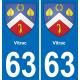 63 Vitrac blason autocollant plaque stickers ville