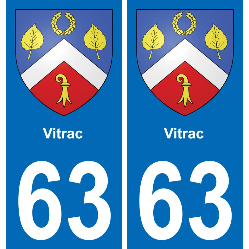 63 Vitrac blason autocollant plaque stickers ville