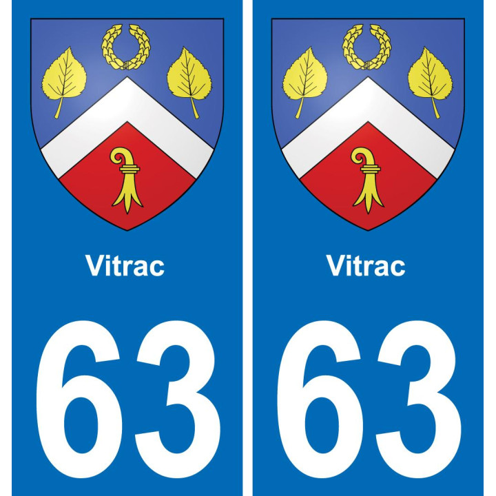 63 Vitrac coat of arms sticker plate stickers city