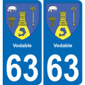 63 Vodable escudo de armas de la etiqueta engomada de la placa de pegatinas de la ciudad