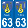 63 Vodable blason autocollant plaque stickers ville