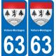 63 Vollore-Montagne escudo de armas de la etiqueta engomada de la placa de pegatinas de la ciudad
