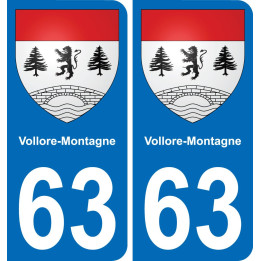 63 Vollore-Montagne escudo de armas de la etiqueta engomada de la placa de pegatinas de la ciudad