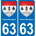 63 Vollore-Montagne escudo de armas de la etiqueta engomada de la placa de pegatinas de la ciudad