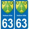 63 Vollore-Ville coat of arms sticker plate stickers city