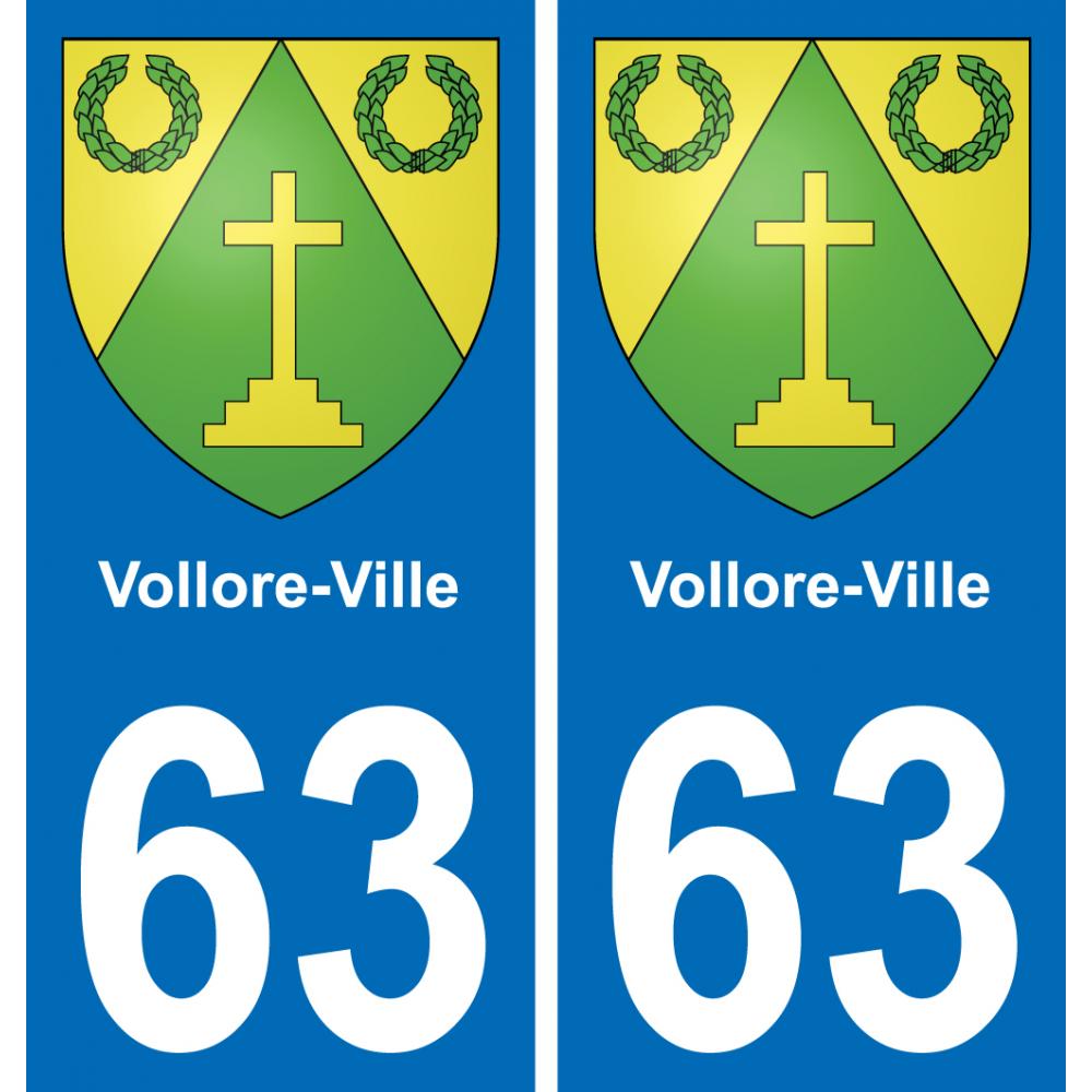 63 Vollore-Ville escudo de armas de la etiqueta engomada de la placa de pegatinas de la ciudad