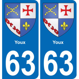 63 Youx escudo de armas de la etiqueta engomada de la placa de pegatinas de la ciudad