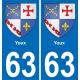 63 Youx coat of arms sticker plate stickers city