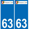 63 Beauregard-Vendon escudo de armas de la etiqueta engomada de la placa de pegatinas de la ciudad