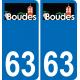 63 Boudes coat of arms sticker plate stickers city