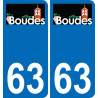 63 Boudes coat of arms sticker plate stickers city