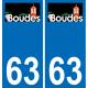 63 Boudes logo autocollant plaque stickers ville