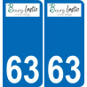 63 Bourg-Lastic escudo de armas de la etiqueta engomada de la placa de pegatinas de la ciudad