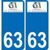 63 Condat-lès-Montboissier escudo de armas de la etiqueta engomada de la placa de pegatinas de la ciudad