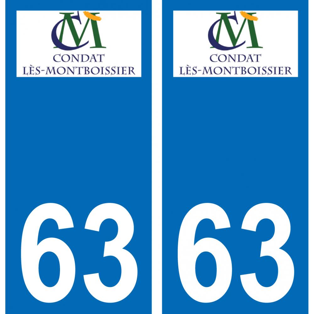 63 Condat-lès-Montboissier escudo de armas de la etiqueta engomada de la placa de pegatinas de la ciudad