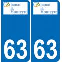 63 Chanat-la-Mouteyre escudo de armas de la etiqueta engomada de la placa de pegatinas de la ciudad