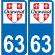 63 Chanonat coat of arms sticker plate stickers city