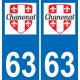 63 Chanonat coat of arms sticker plate stickers city