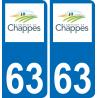 63 Chappes coat of arms sticker plate stickers city