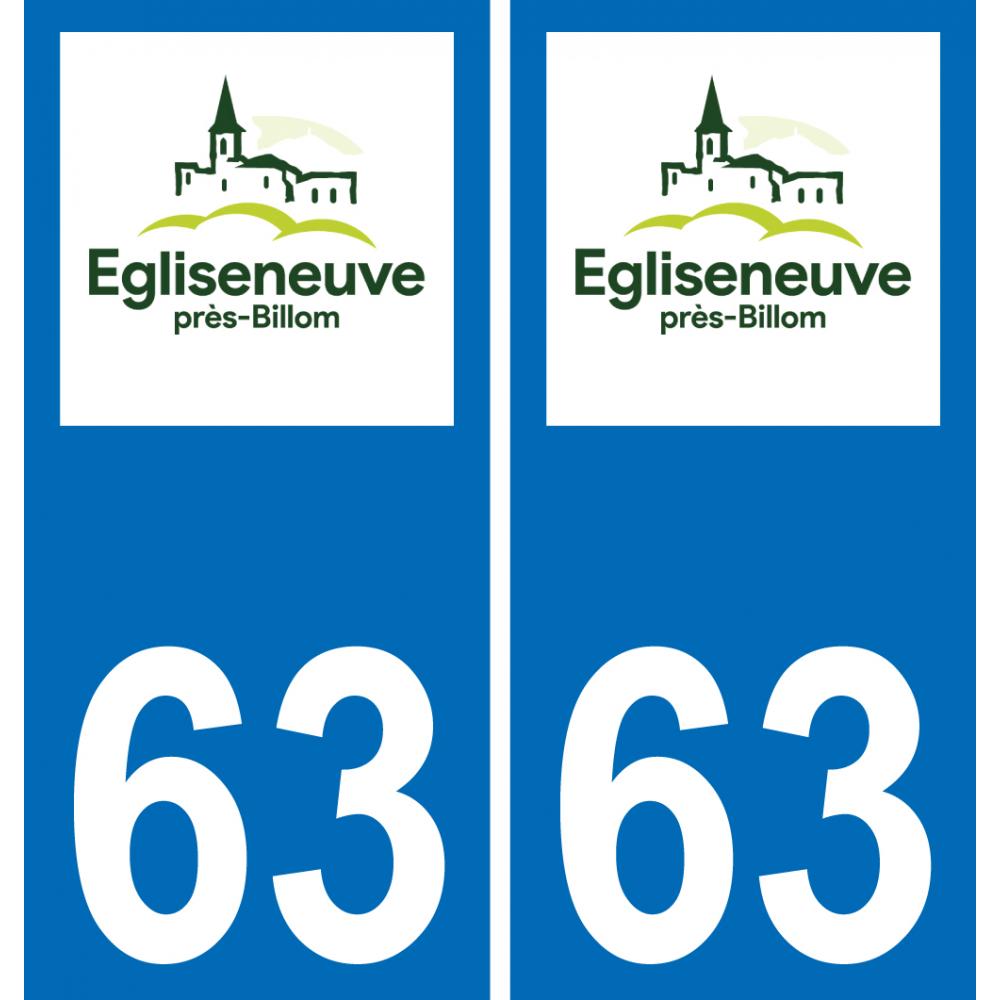 63 Égliseneuve-près-Billom escudo de armas de la etiqueta engomada de la placa de pegatinas de la ciudad