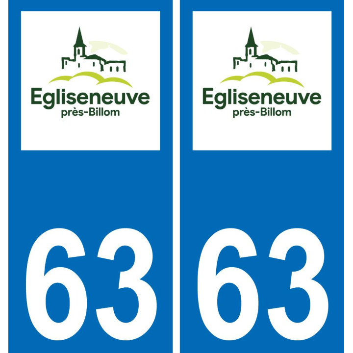 63 Égliseneuve-près-Billom escudo de armas de la etiqueta engomada de la placa de pegatinas de la ciudad
