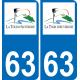 63 La Tour-d'Auvergne escudo de armas de la etiqueta engomada de la placa de pegatinas de la ciudad
