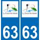 63 La Tour-d'Auvergne escudo de armas de la etiqueta engomada de la placa de pegatinas de la ciudad
