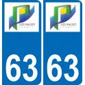 63 Les Ancizes-Comps escudo de armas de la etiqueta engomada de la placa de pegatinas de la ciudad