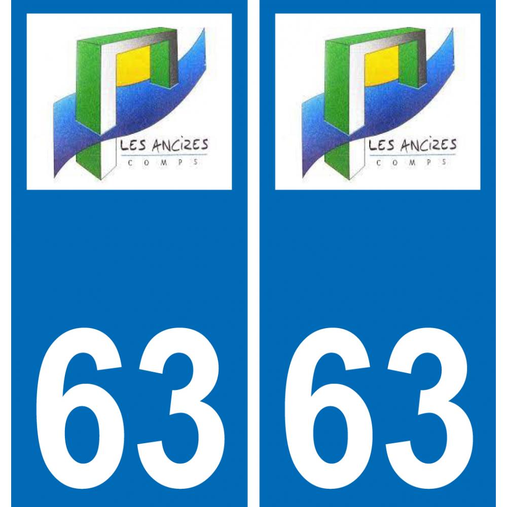 63 Les Ancizes-Comps logo autocollant plaque stickers ville
