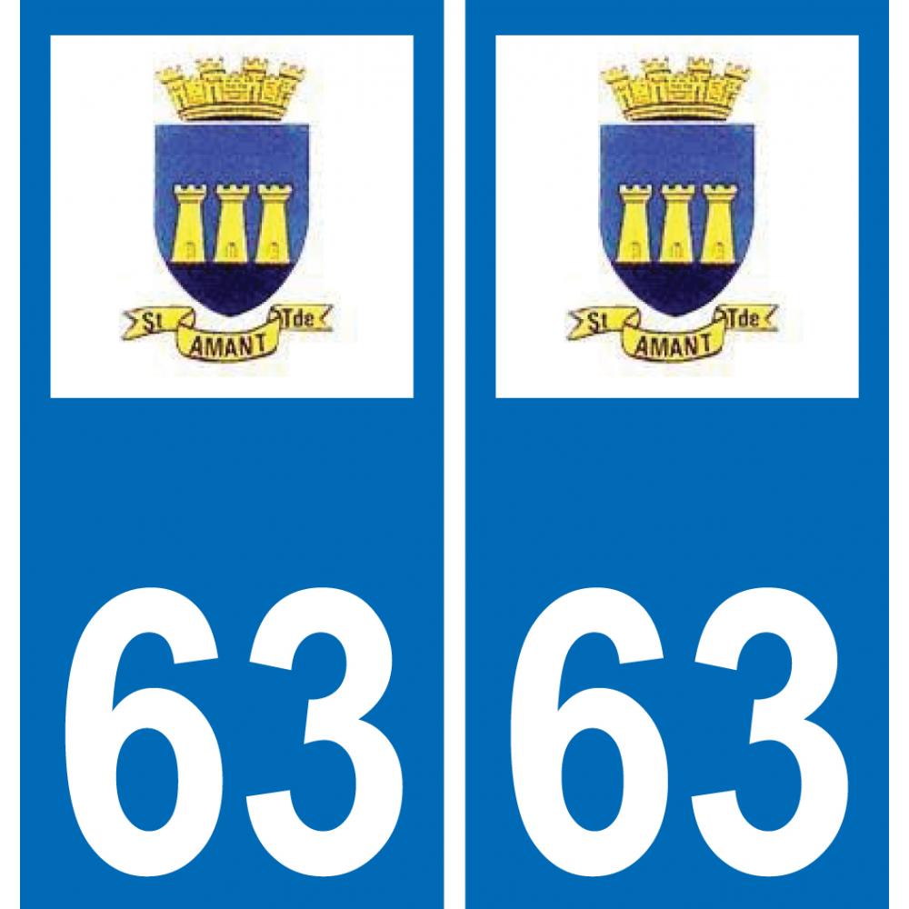 63 Saint-Amant-Tallende escudo de armas de la etiqueta engomada de la placa de pegatinas de la ciudad