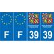 Lot de 4 autocollants bleu 39 JURA Drapeau Bourgogne-Franche-Comté - F Europe nouvelles régions plaque immatriculation sticker