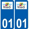 01 Saint-Vulbas logo ville autocollant plaque sticker