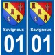 01 Savigneux ville autocollant plaque sticker