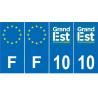 Lot de 4 autocollants bleu 10 AUBE Grand-Est - F Europe nouvelles régions immatriculation auto sticker