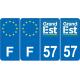 Lot de 4 autocollants bleu 57 MOSELLE Grand-Est - F Europe nouvelles régions immatriculation auto sticker