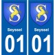 01 Seyssel ville autocollant plaque sticker