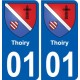 01 Thoiry ville autocollant plaque sticker