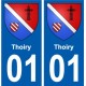 01 Thoiry ville autocollant plaque sticker