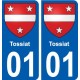 01 Tossiat ville autocollant plaque sticker