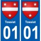 01 Tossiat city sticker, plate sticker