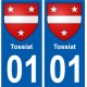 01 Tossiat ville autocollant plaque sticker